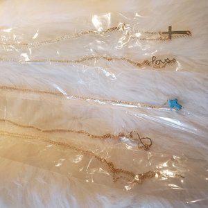 Set of 5 Gold Tone Chains with Charms